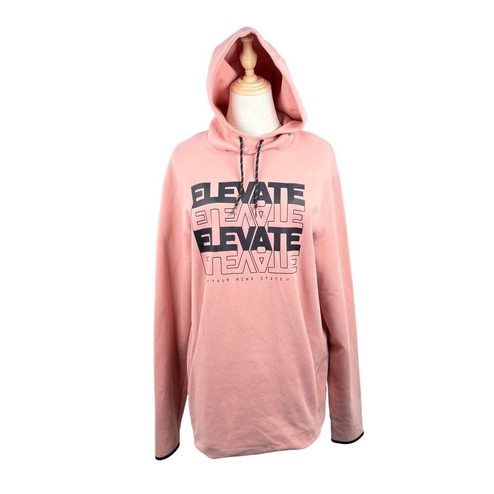 Old Navy XLT Dynamic Pullover Hoodie Peach Fleece Snorkel Hood Graphic Tall EUC